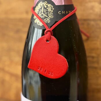 Leather Heart Shape Valentines Bottle Tag, 3 of 4
