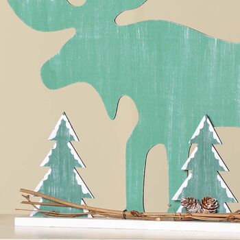 Scandi Moose Wooden Christmas Home Decoration, 5 of 8