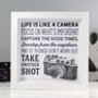 'Life Is Like A Camera' Illustrated Quote Print, thumbnail 1 of 3