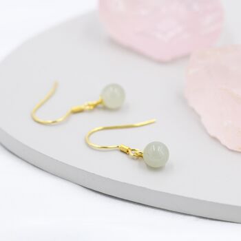 Natural Jade Hook Earrings In Sterling Silver, 8 of 12