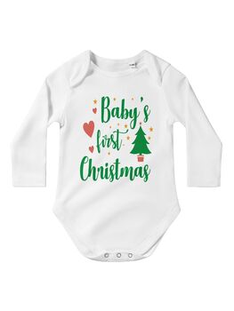 Personalised Baby Long Sleeve Bodysuit 1st Christmas, 3 of 7