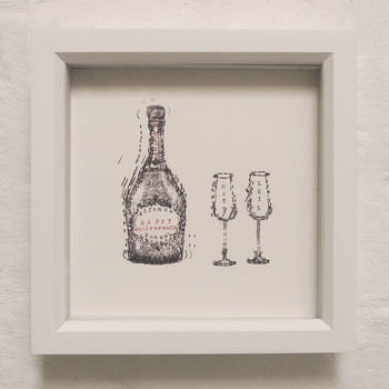 Personalised Champagne And Glasses Typewriter Art Print, 2 of 12