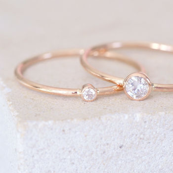 Rose Gold Diamond Dot Engagement Ring, 3 of 4