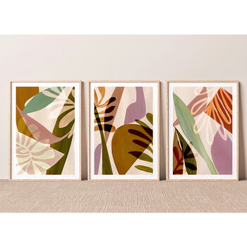 Earth Tone Abstract Leaf Print Set Of Three, 7 of 12
