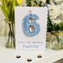 Personalised 6th Birthday Card Wooden Number Gift, thumbnail 2 of 5