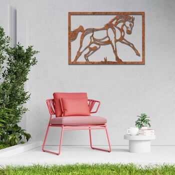 Rusted Metal Horse In Frame Horse Wall Art, 9 of 11