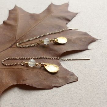 Drop And Moon Stone Thread Earrings, 5 of 11