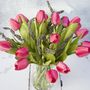 Everlasting Mid Pink Tulip Bouquet In Vase, thumbnail 3 of 7