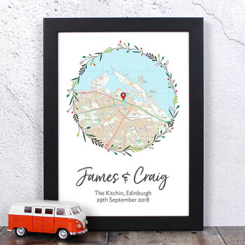 Personalised Map Print For Wedding / Engagement Etc, 3 of 6