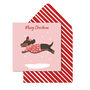 Christmas Jumping Dachshund In Snow, Personalised Card, thumbnail 1 of 5