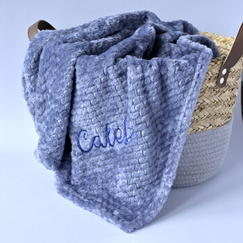 Personalised Dusty Blue Honeycomb Blanket For Baby, 9 of 10