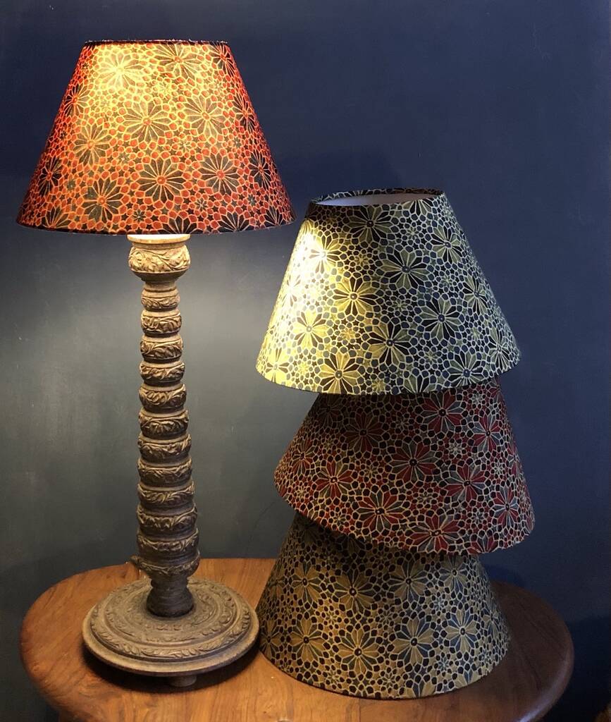 Indian Block Print Tapered Lampshade, 1 of 7
