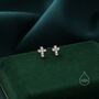 Sterling Silver Very Tiny Cross Stud Earrings, thumbnail 2 of 12