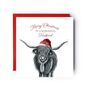 Merry Christmas To A Wonderful Husband Highland Cow Christmas Card, thumbnail 1 of 4