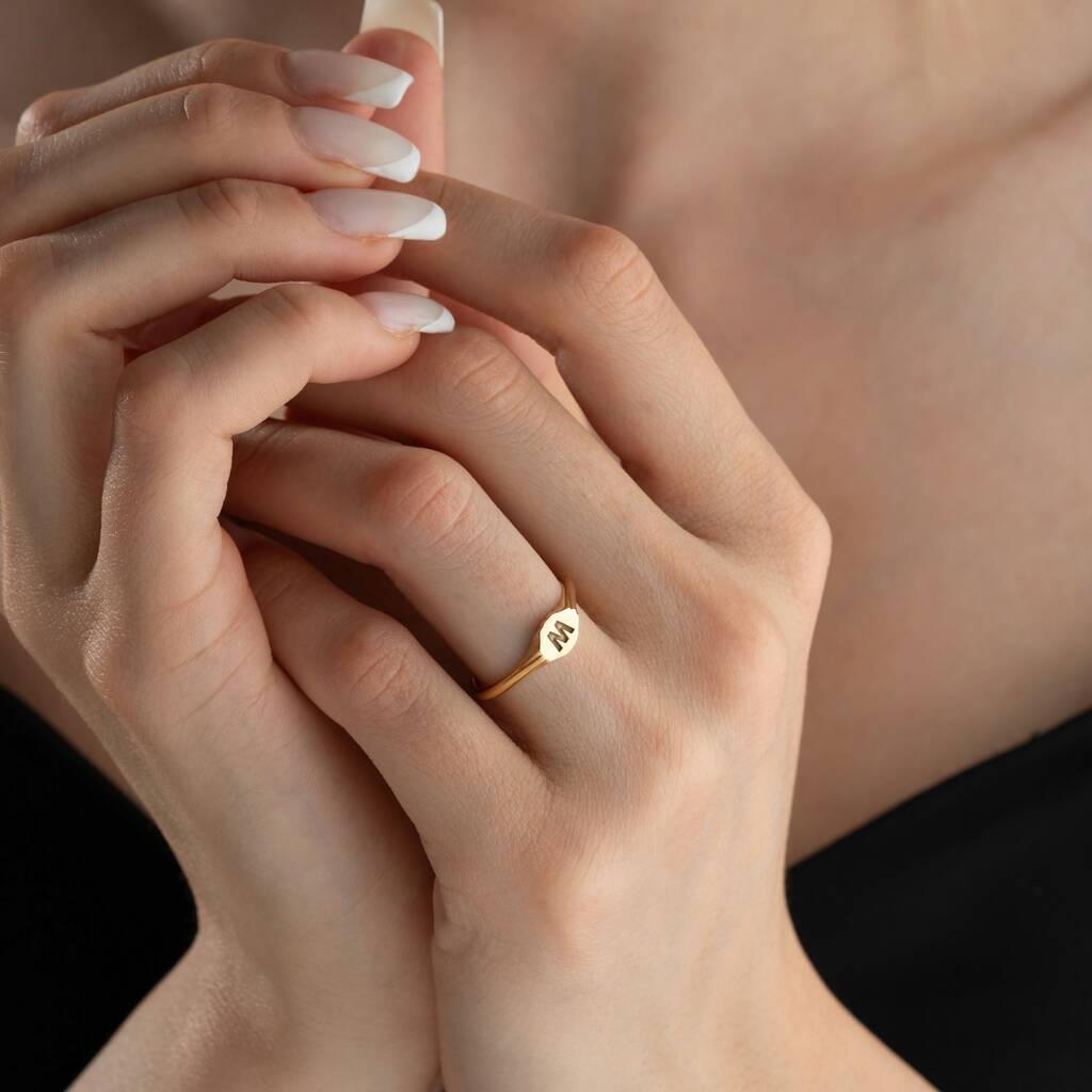 Sterling Silver Initial Ring By Potiega