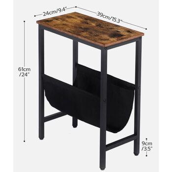 Narrow Side Bedside Table End Table With Black Sling, 2 of 7