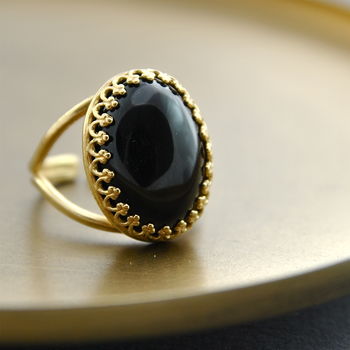 gold and black agate ring by penny masquerade | notonthehighstreet.com