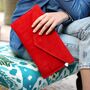 Personalised Suede Leather Envelope Clutch Bag, thumbnail 8 of 12