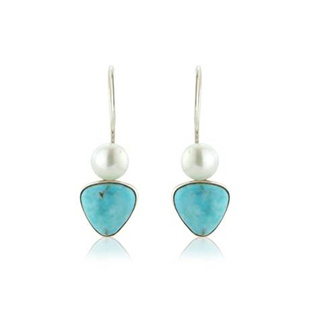 Turquoise And Pearl Drop Earrings, 1 of 2