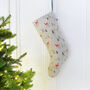 Christmas Reindeer Linen Stocking, thumbnail 1 of 4