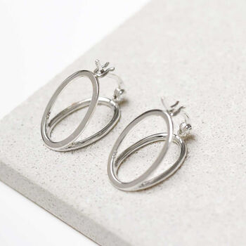 Sterling Silver Double Oval Loop Hoop Earrings, 10 of 12