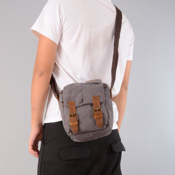 Compact Canvas Leather Dslr Camera Bag, 2 of 12