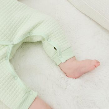 Personalised Green Quilted Teddy Bear Boucle Romper, 5 of 7