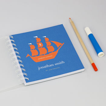 Personalised Kid's Pirate Ship Small Notebook, 2 of 9