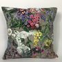 Velvet English Flower Garden Cushion Cover Grey, thumbnail 1 of 6