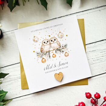 Special Couple Personalised Christmas Card, Owl Design, 2 of 5