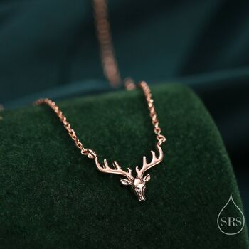 Sterling Silver Stag Deer Necklace, 3 of 11