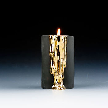 Black Candle Holders With Dripping Gold, 5 of 12