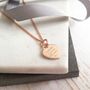 Rose Gold Handwriting Mini Heart Necklace, thumbnail 2 of 5