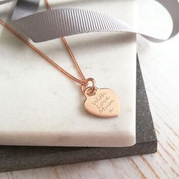 Rose Gold Handwriting Mini Heart Necklace, 2 of 5
