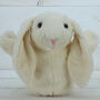 Easter Cream Bunny Hand Puppet With Easter Keyring, thumbnail 3 of 3