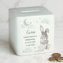 Personalised Baby Bunny Money Box, thumbnail 3 of 7