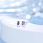Amethyst Purple Oval Cz Stud Earrings Sterling Silver, thumbnail 7 of 12