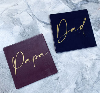 Father's Day Personalised Square Leather Coasters, 2 of 6