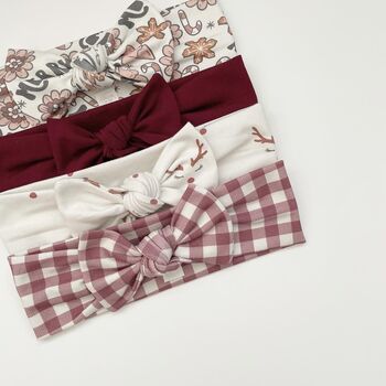 Mulberry Gingham Bow Headband, 2 of 3