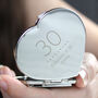 Personalised Milestone Birthday Diamante Heart Compact Mirror – Perfect For 30th, 40th, 50th, 60th Birthday Gifts, thumbnail 2 of 4