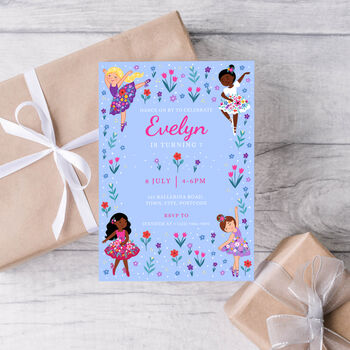 Digital Editable Ballerina Kids Birthday Party Invitation Template, 3 of 10