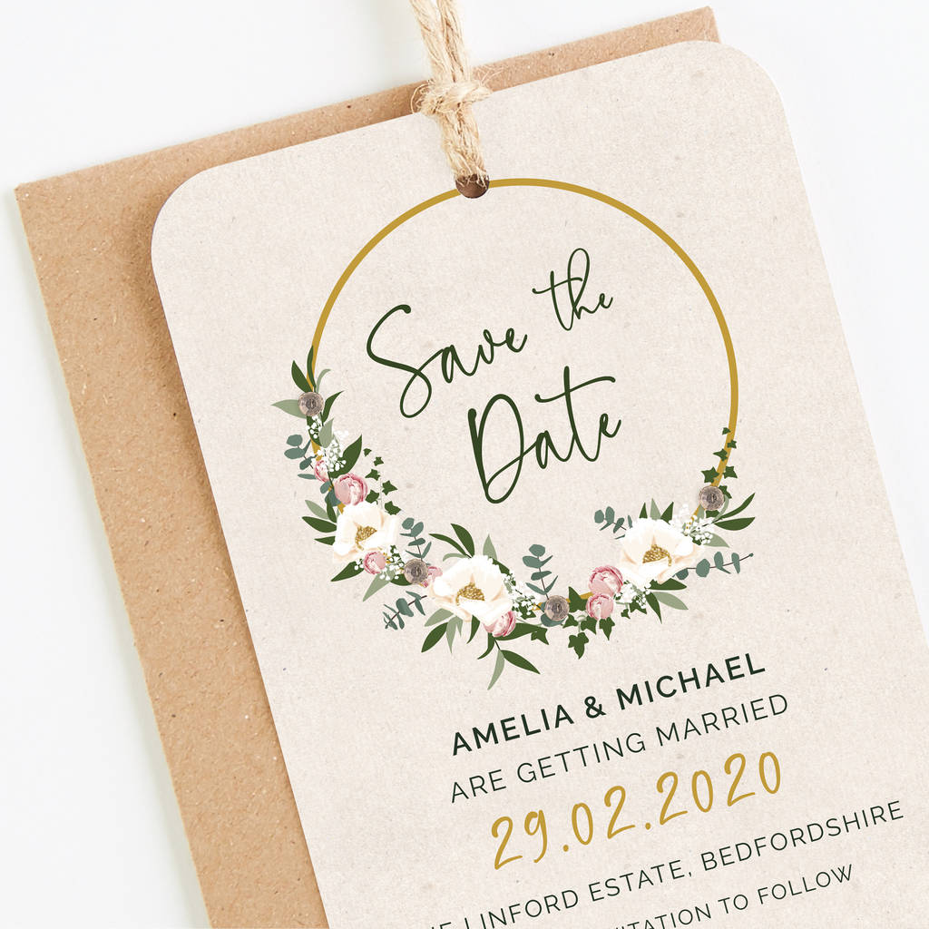 Floral Hoop Save The Date Cards By Norma&Dorothy  notonthehighstreet.com