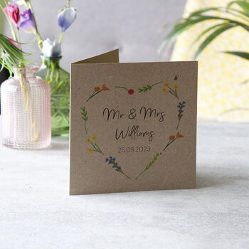 Personalised Wedding Wildflower Seed Heart Card, 6 of 7