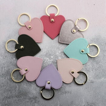 Personalised Heart Shape Leather Key Ring, 4 of 5