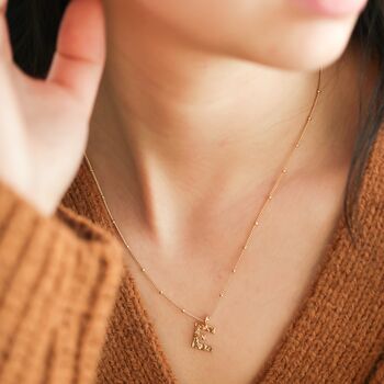 Hammered Initial Charm Necklace In Gold Plating, 5 of 11