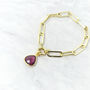 Gold Plated October Birthstone Pink Tourmaline Bracelet, thumbnail 1 of 3