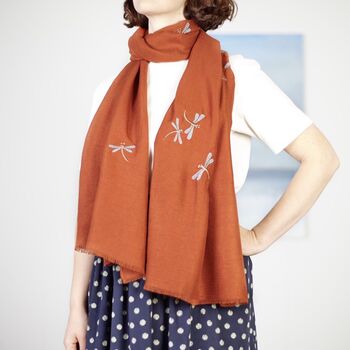 Dragonfly Embroidered Scarf, 5 of 7
