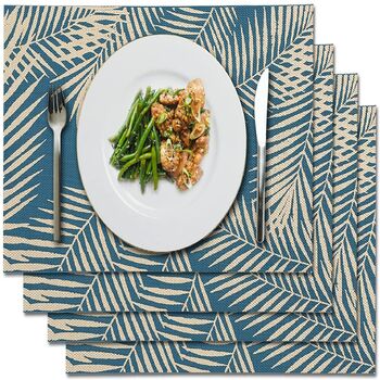 Set Of Four Blue Printed Table Placemats Washable, 3 of 6