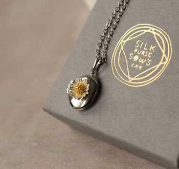 Sterling Silver Oval Daisy Locket, 5 of 8