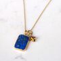 The Duo Lapis Lazuli Necklace, Gold Plated, thumbnail 7 of 10